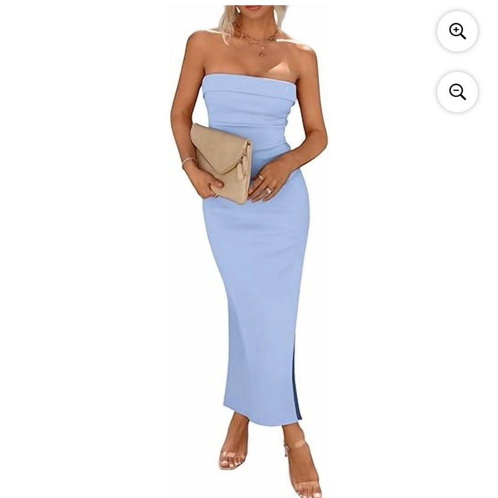 Pretty Garden Strapless Light Blue Dress
